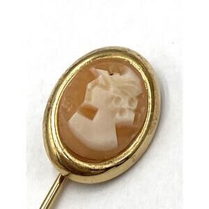 Vintage Carved Cameo Stick Pin Oval Face Left Estate